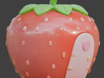 Aesthetic Strawberry House 3D Model Low-poly 3D model