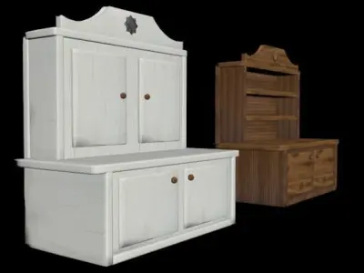 Bookshelf cabinet with two drawers Low-poly 3D model