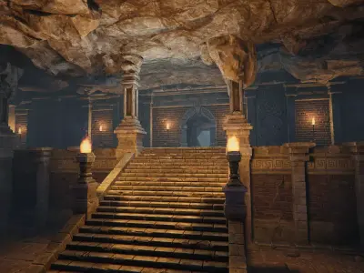 Modular Dungeon Catacombs - Mobile Low-poly 3D model