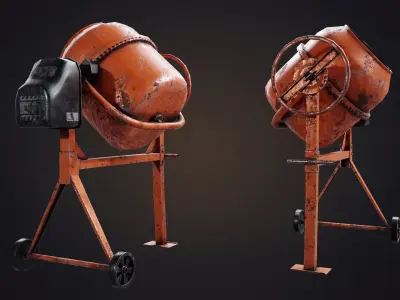 Old Concrete Mixer Low-poly 3D model