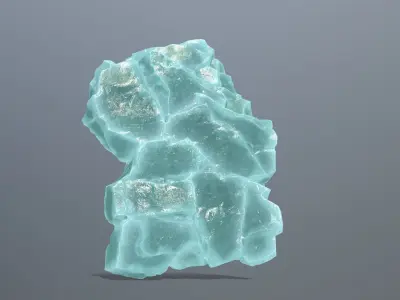 Stone piece of turquoise rock Low-poly 3D model