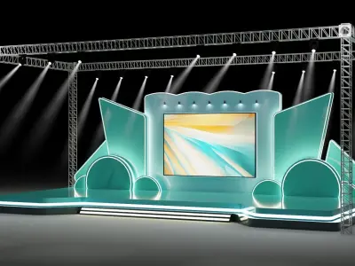 Entertainment Concert Event Stage 3D Model with Lights 3D model