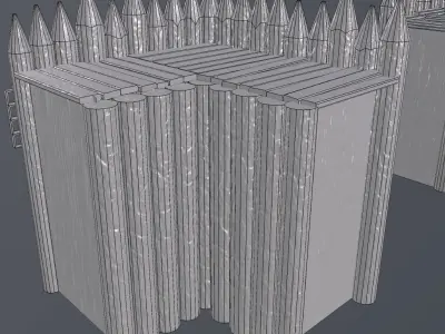 Wood Castle modular pack Low-poly 3D model