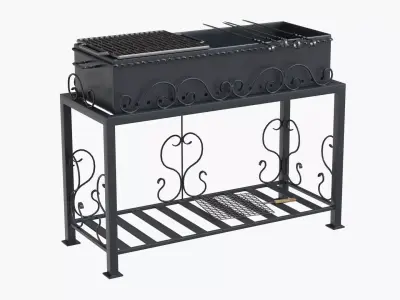 barbecue grill for skewers and grates 3D model