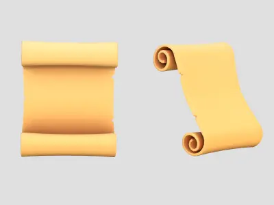 Scroll Cartoon Low-poly 3D model