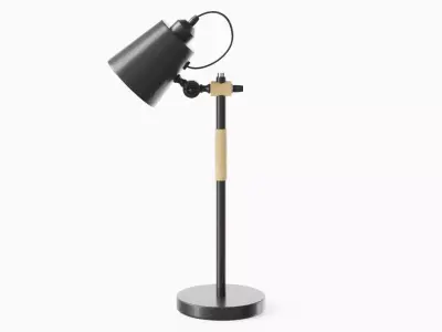 Adjustable Study Desk Lamp Black Low-poly 3D model