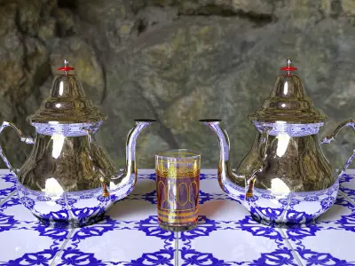 Arabic teapot with table 3D model