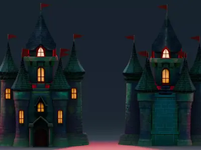 Stylized Halloween Props - Haunted Castle Low-poly 3D model