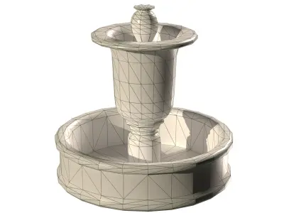 Ancient Water Fountain old dirty concrete Low-poly 3D model