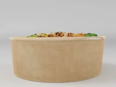 Poke bowl lunch with eggs chicken avocado tomatoes rice chuka  3D model