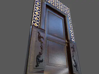Old Wood Door Tiles Low-poly 3D model