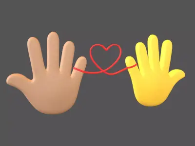 Hand with Red Line Icon v1 022 Low-poly 3D model