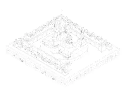 Cartoon Lowpoly Kremlin Landmark Low-poly 3D model