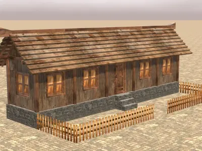 Game-Ready Low Poly Medieval House Models with Unique Styles Low-poly 3D model