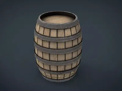 Barrel wooden Low-poly 3D model 3