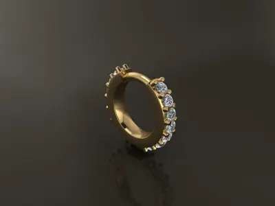 Earring Double Side Diamond Hoop Small Small 7mm Inside Diameter 3D print model