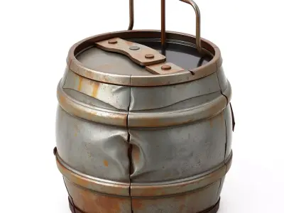 Rusty Damaged Industrial Metal Barrel Low-poly 3D model