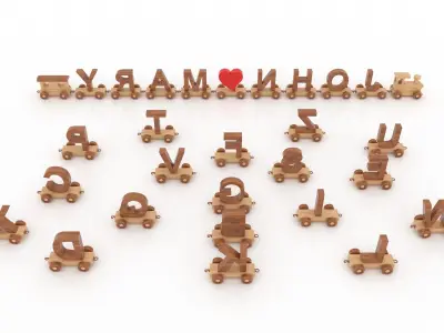 ALPHABET COLLECTION WITH TRAIN Low-poly 3D model