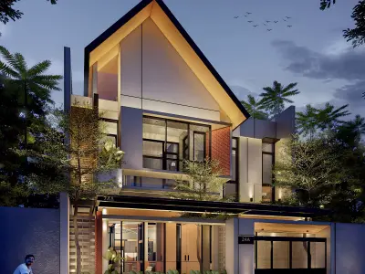 3D Model Japandi Modern Minimalist 2 Story House Architecture 3D model