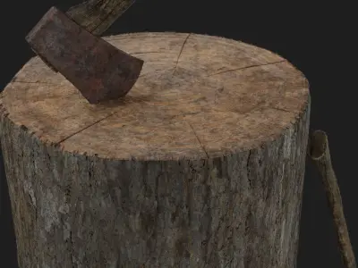 Axe old rusty Low-poly 3D model