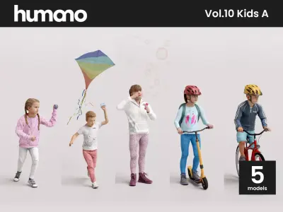Humano 5-Pack - PLAYING KIDS - PLAYGROUND- 5x 3D models A