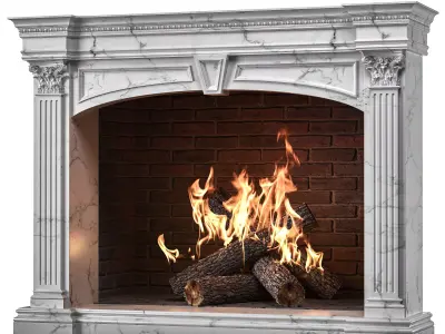 blk wood classical fireplace art 003 3D model