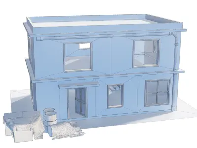 Old Old Building House for Game Low-poly 3D model