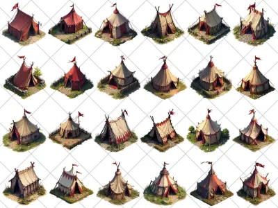 151 Transparent Medieval Tent House Game Assets Texture