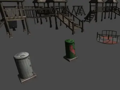 Playground collection set of equipment Low-poly 3D model