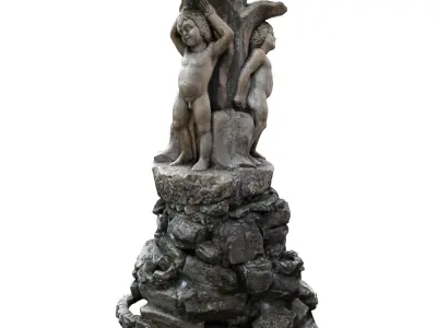 Water fountain sculpture Low-poly 3D model