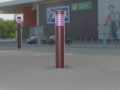 Dark Red Light-Column -17- Street-Light 9 Low-poly 3D model