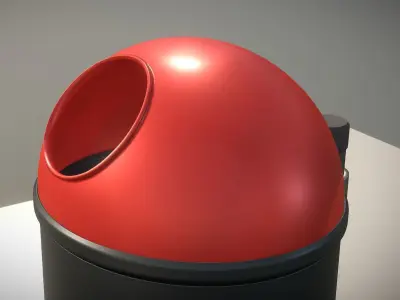 Red and black plastic city trash can High and Low-Poly Version 3D Model Pack