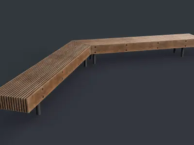 Modern Outdoor Bench 55 PBR Game Ready Low-poly 3D model