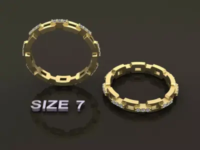 Hermes Style Link Diamond Band Ring Size 7 3D print model