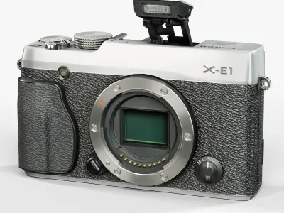 Fujifilm X-E1 Silver mirrorless digital camera Low-poly 3D model
