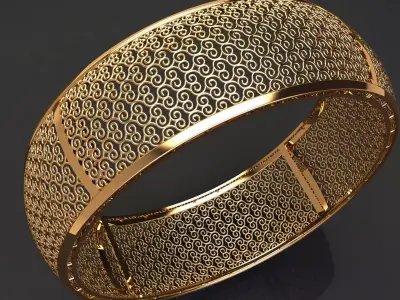 1302 Wide Filigree Bangle 61MM-24gm 3D print model