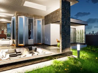 Flat Roof Bungalow 3D model