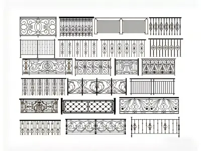 Wrought iron railings 3D model