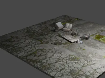 Scene Abandoned Low-poly 3D model