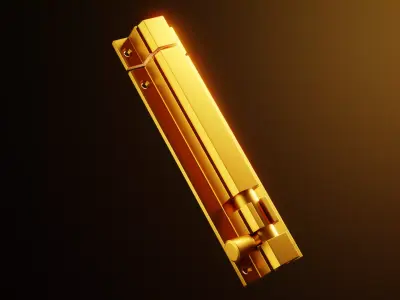 Golden Barrel Bolt Lock - Realistic Architectural Model 3D model