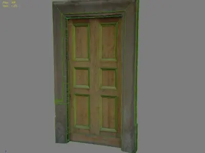 Door 8 Wooden with stone frame Low-poly 3D model