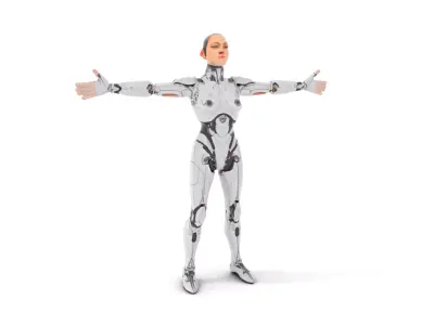 Futuristic Humanoid Robot Model Pack Low-poly 3D model 4