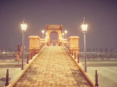 Gate Bridge Low-poly 3D model