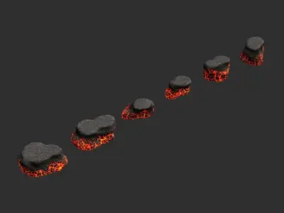 Short Flat Rocks - Lava Low-poly 3D model