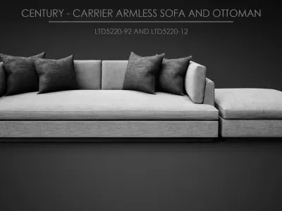 Century Carrier Armless Sofa and Ottoman 3D model