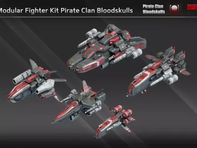 Modular Fighter Kit Pirate Clan Bloodskulls Low-poly 3D model