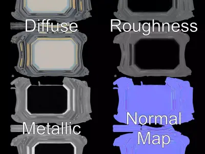 Futuristic Steel Window model pack Low-poly 3D model