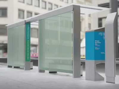 Bus Stop Low-poly 3D model 19