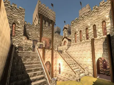 Zamak medieval castle with stairs and towers 3D model
