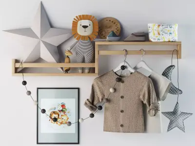 Kids shelf set 02 3D model